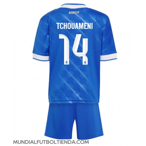 Camiseta Real Madrid Aurelien Tchouameni #14 Tercera Equipación Replica 2025-26 para niños mangas cortas (+ Pantalones cortos)
